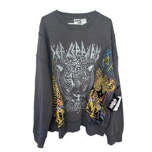 Def Leppard Crewneck Sweatshirt Mens XL Extra Large Gray Wash Sweater Preppy New